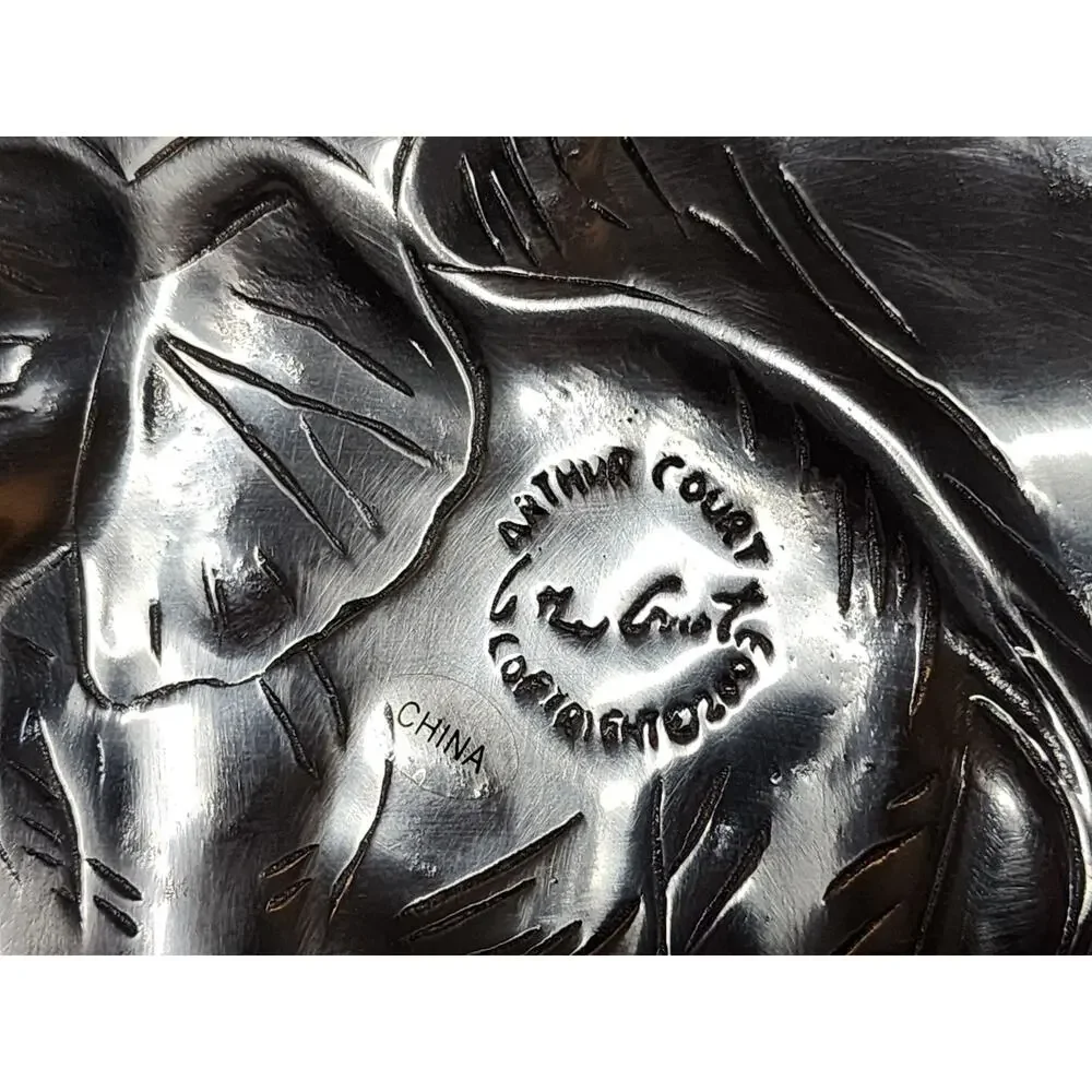 Vintage Arthur Court Elephant African Safari Silver Aluminum Serving Tray 19.5